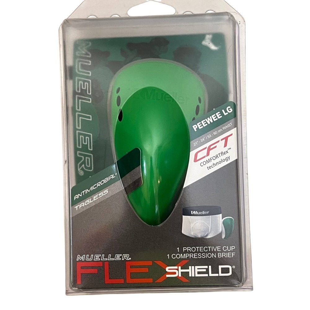 Mueller Flex Shield Pee Wee LG‎ Protective Cup 1 Compression Brief Kids Green